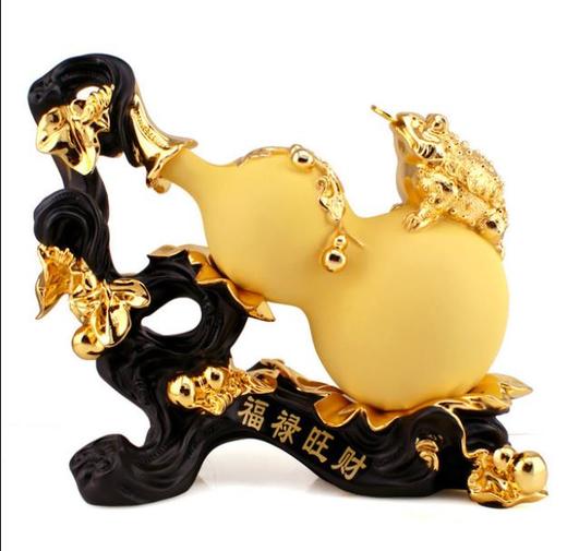 金葫蘆招財擺件 樹脂工藝融合中式美學的多功能家居裝飾
